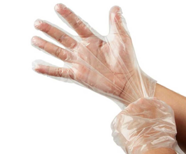 Одноразовые полиэтиленовые перчатки (100 шт.)