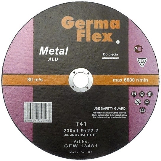 Диск абразивный по алюминию GermaFlex 230х1,9х22 мм
