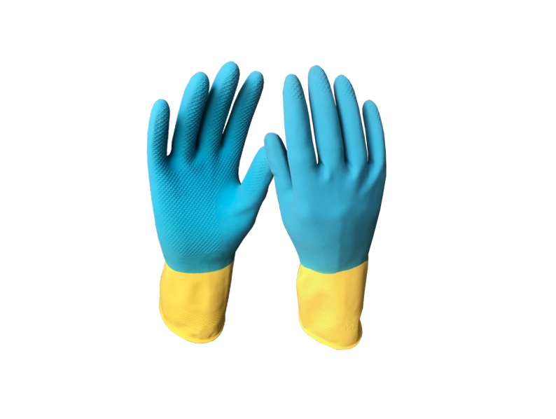 Перчатки хозяйственные с хлопковым напылением "Биколор".    Размеры:  S, M, L, XL. Цвет: желтый