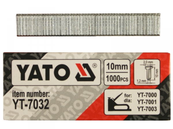 Гвозди для степлера Yato 10 мм 1000 шт. (10 х 2 х 1,2 мм)