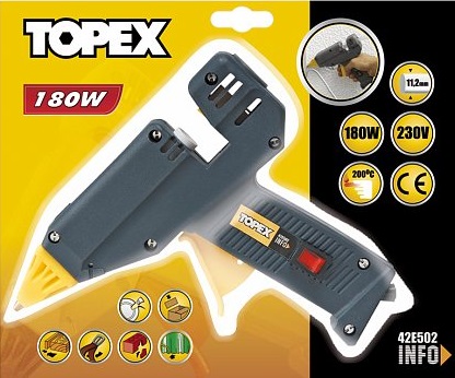 Пистолет электрический клеевой Topex 180 Вт (стержень 11 мм) 42E502