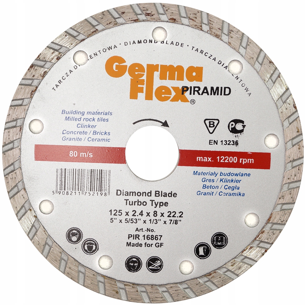 Диск алмазный GermaFlex Piramid Turbo d. 230х3,2х8х22 мм