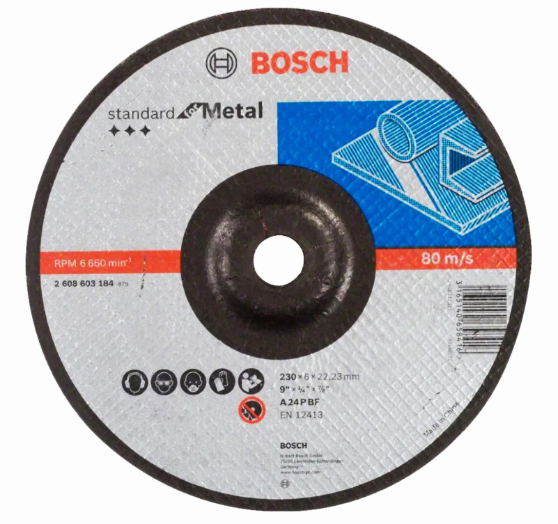 Диск абразивный шлифовальный Bosch по металлу d. 230 х 6 х 22 мм