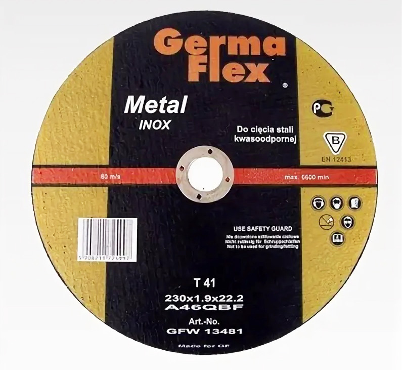 Диск абразивный по нерж.металлу INOX GermaFlex 230х1,9х22 мм T41
